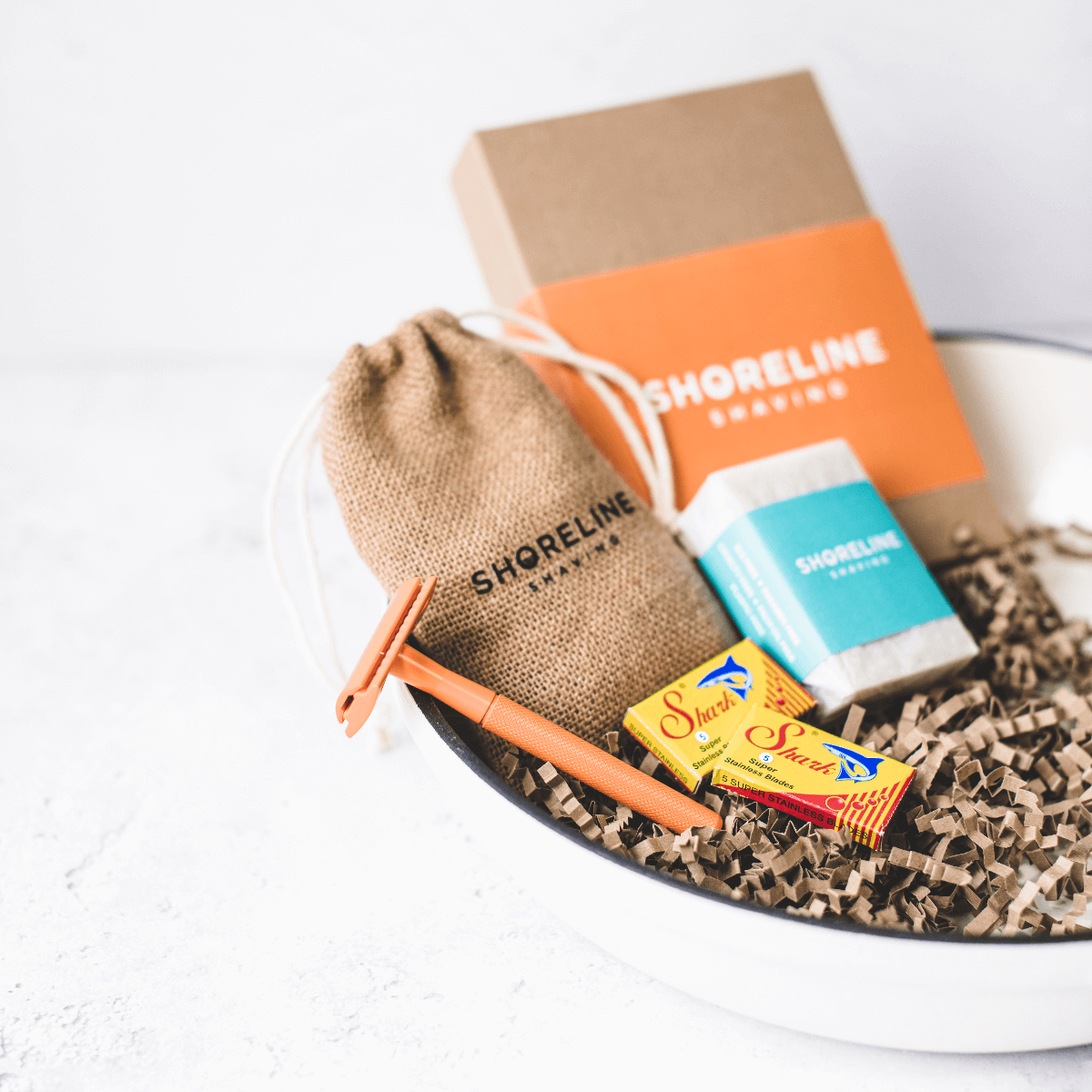 Shaving Kit with Metal Razor - Vivid Orange | Shoreline Shaving | Life Before Plastic